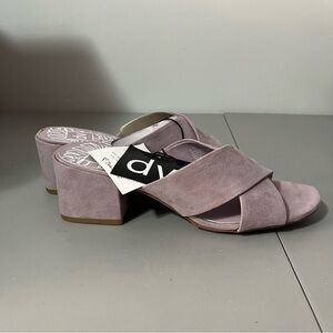 DV by Dolce Vita Lavender Suede Cross-Strap Block Heel Mules